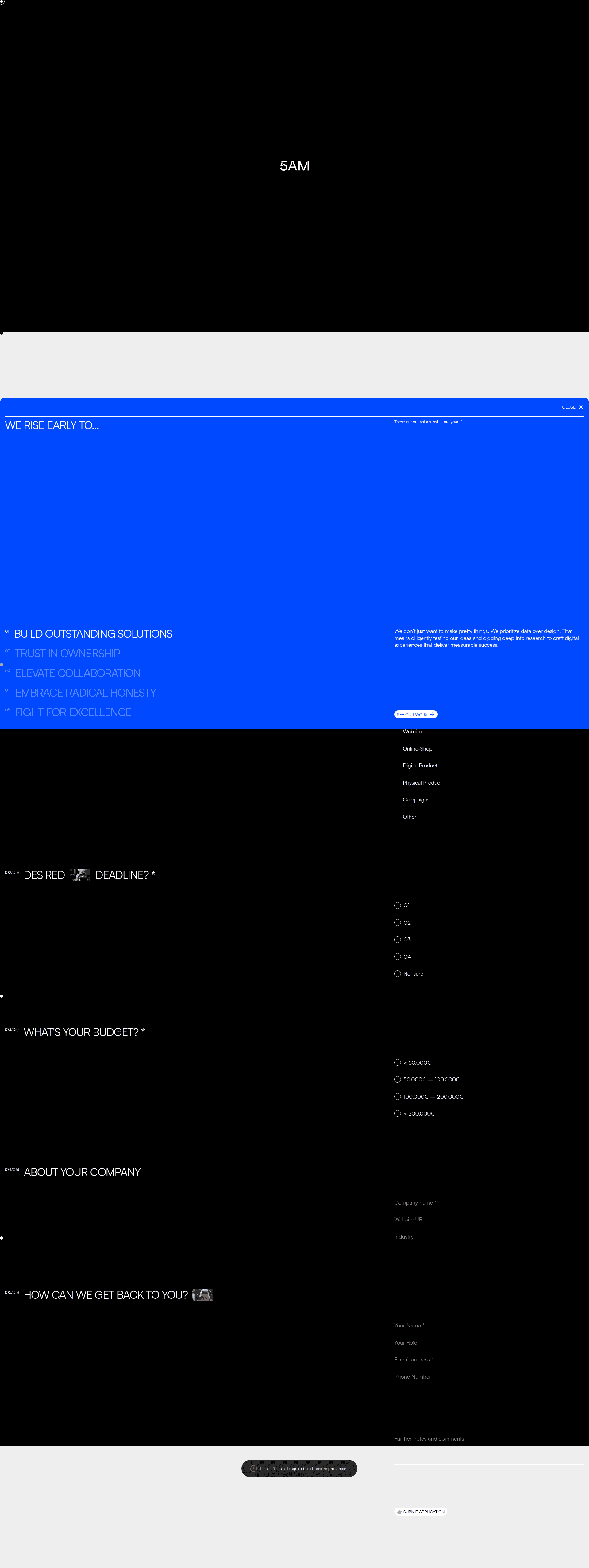 5AM website screenshot