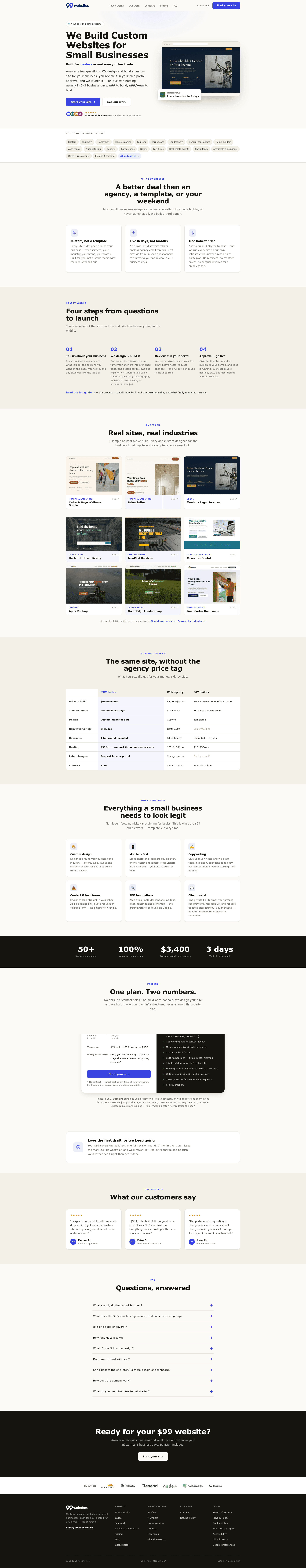 99Websites website screenshot