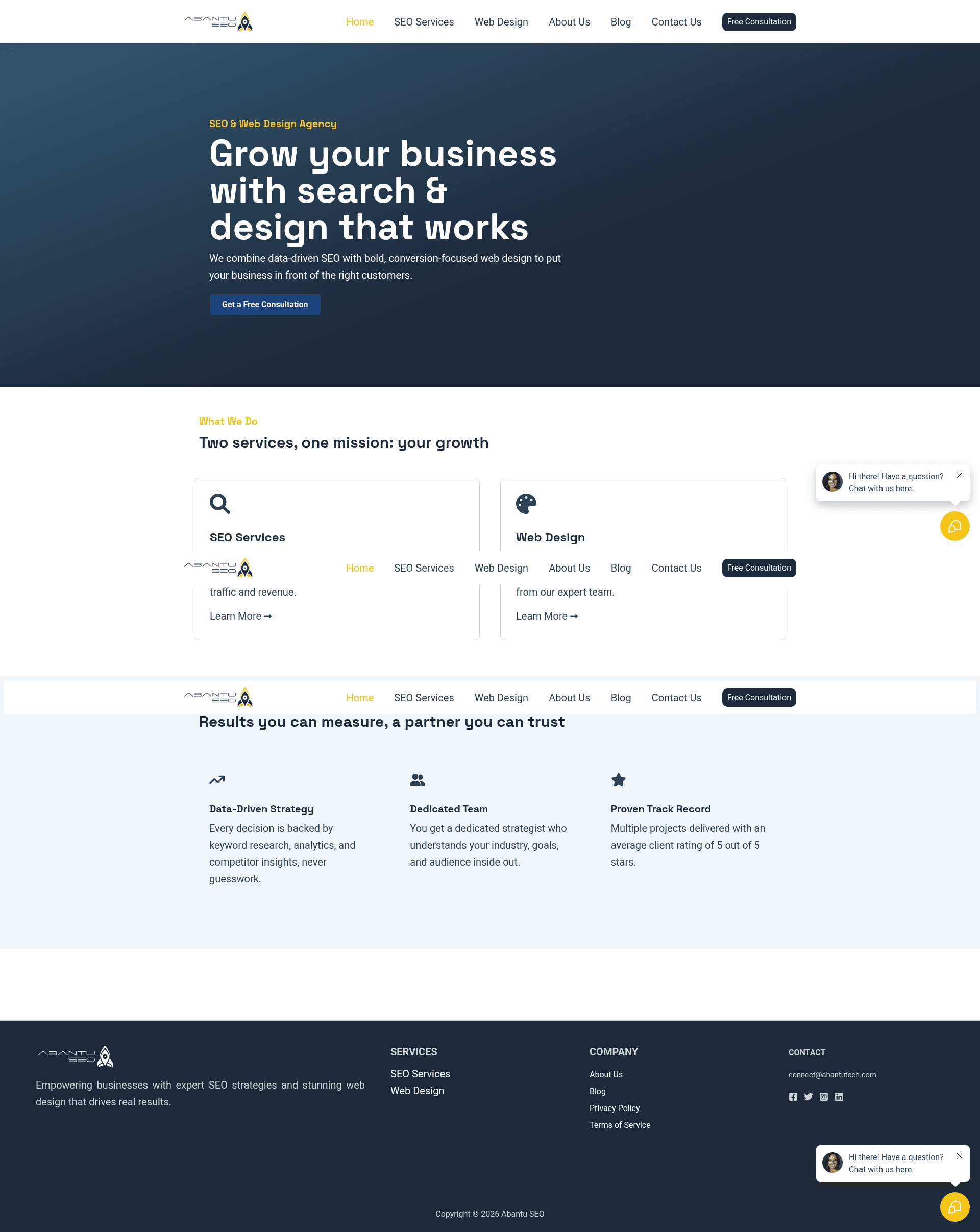 Abantu SEO website screenshot