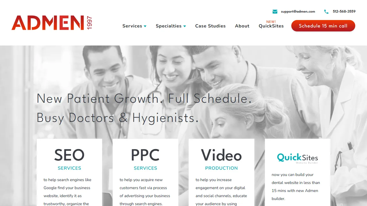 Admen website screenshot