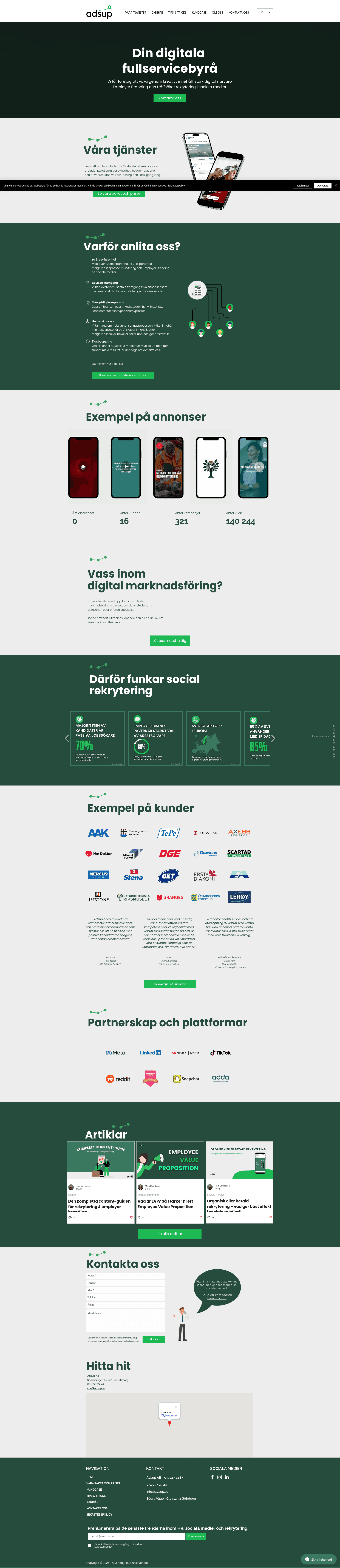 Adsup website screenshot
