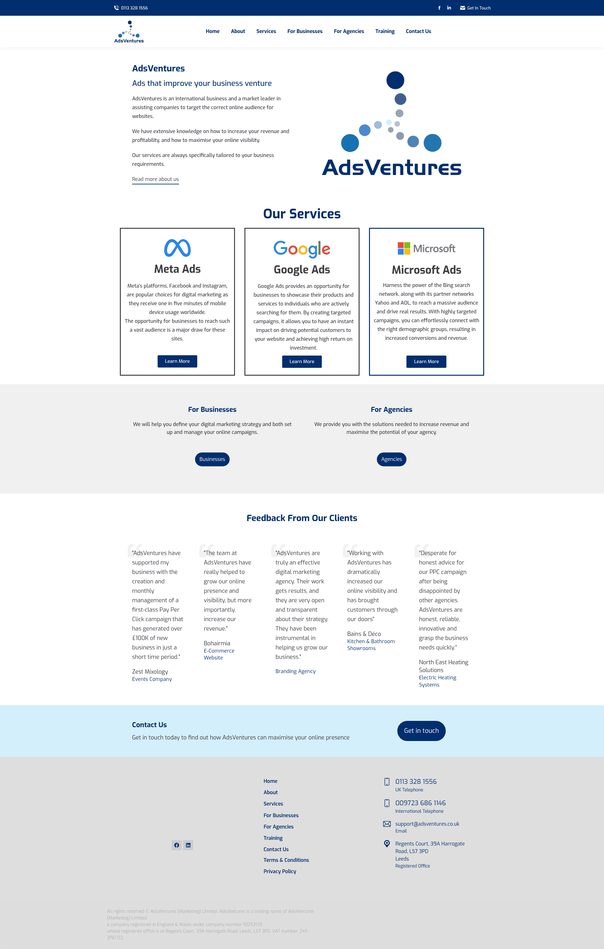 AdsVentures website screenshot
