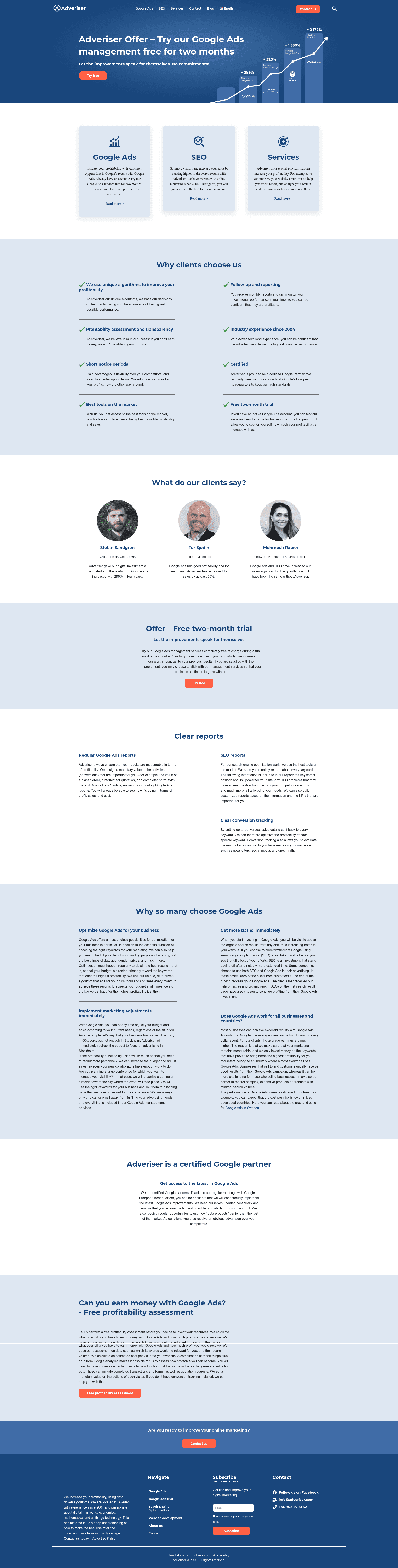 Adveriser website screenshot