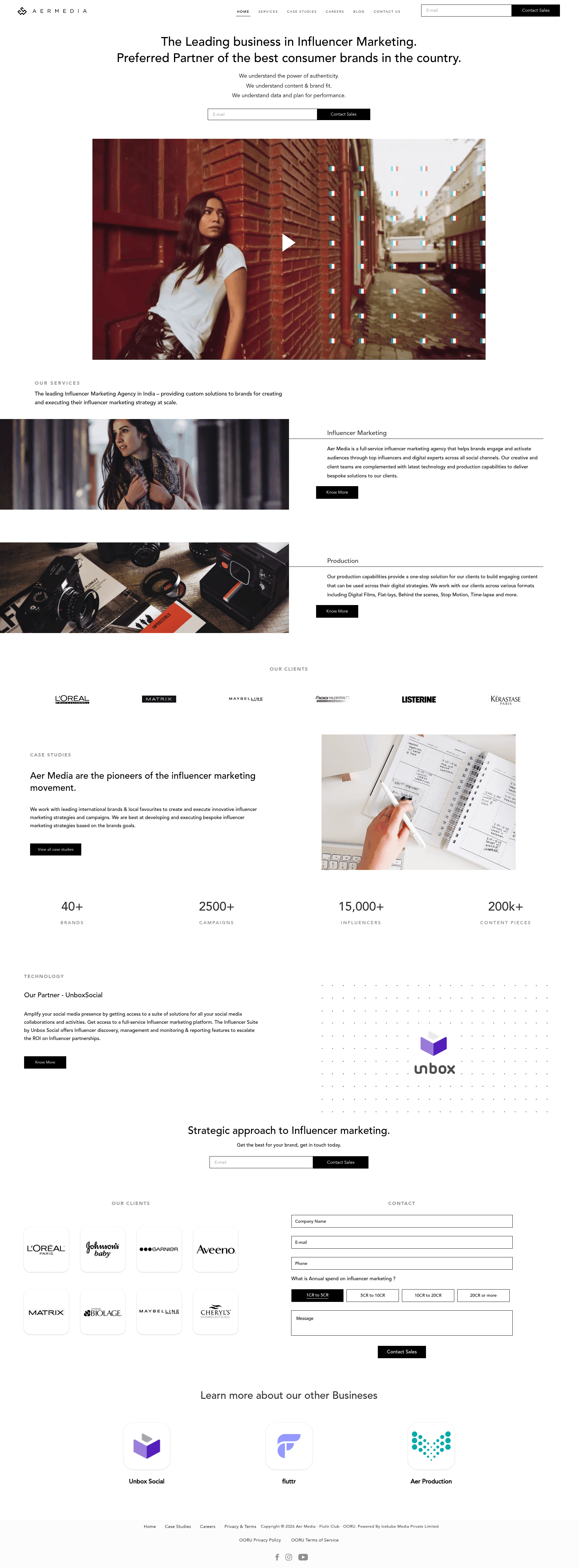 Aer Media website screenshot