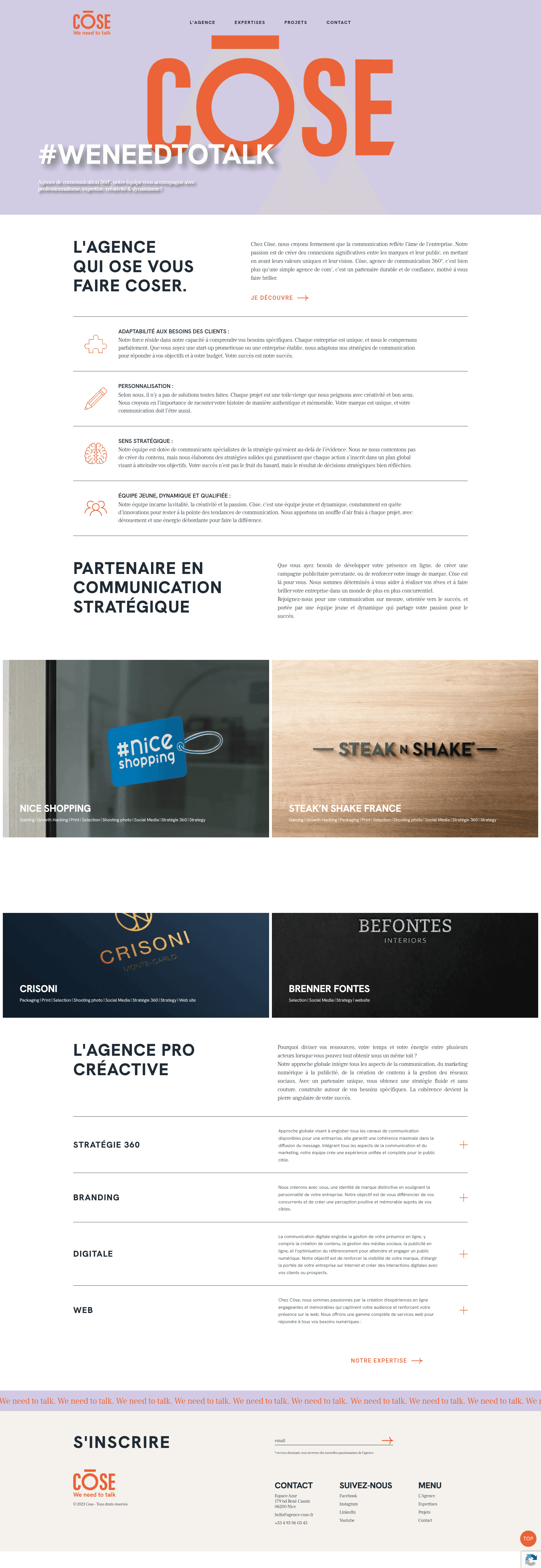 Agence Cōse website screenshot