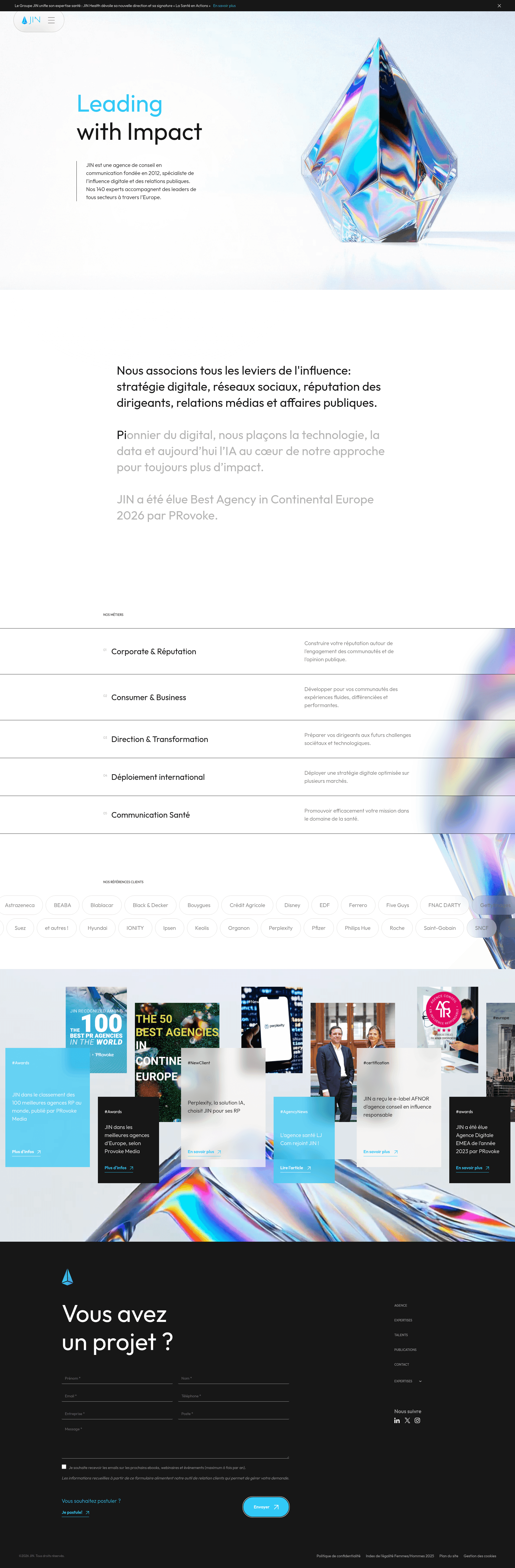 Agence JIN website screenshot
