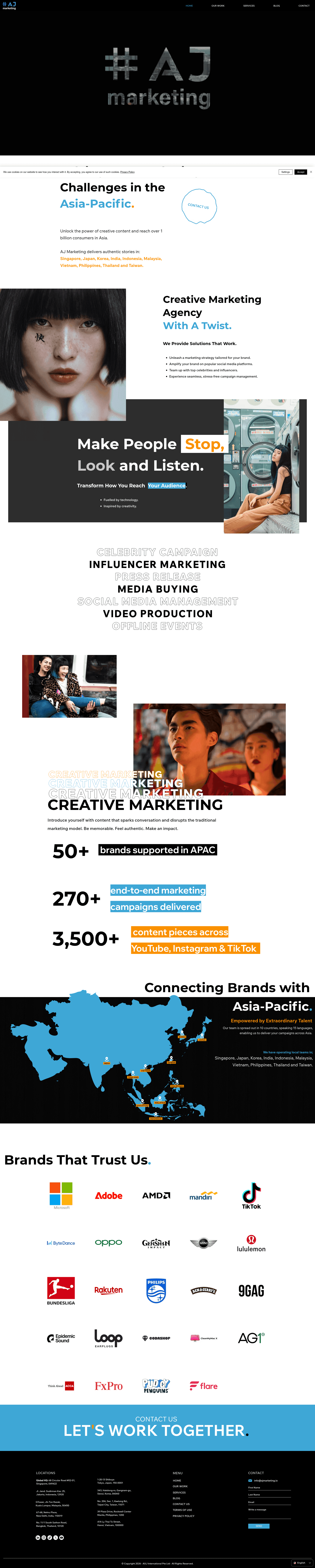 AJ Marketing website screenshot