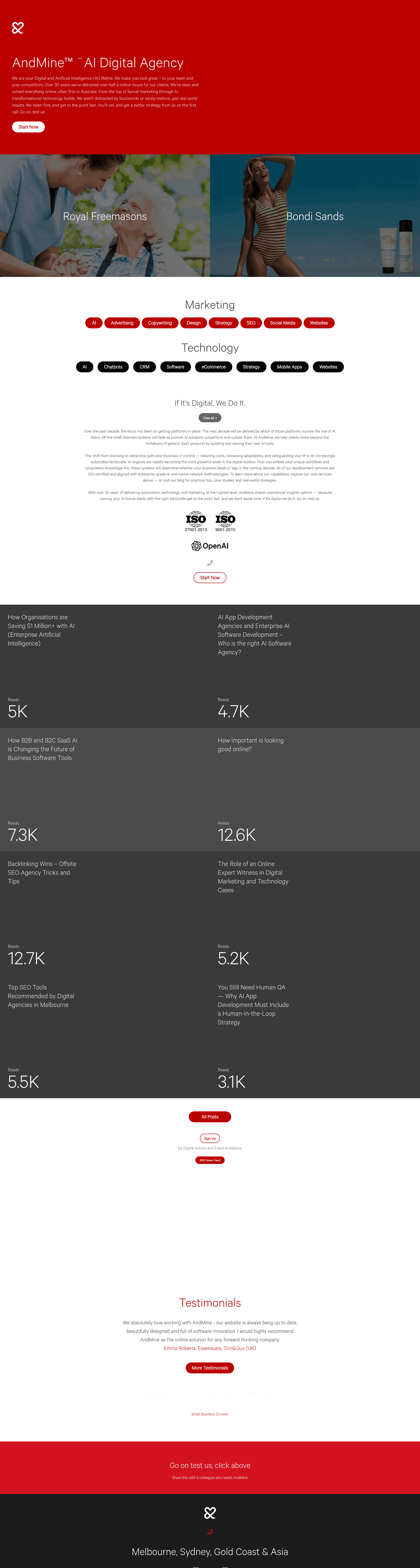 Andmine website screenshot