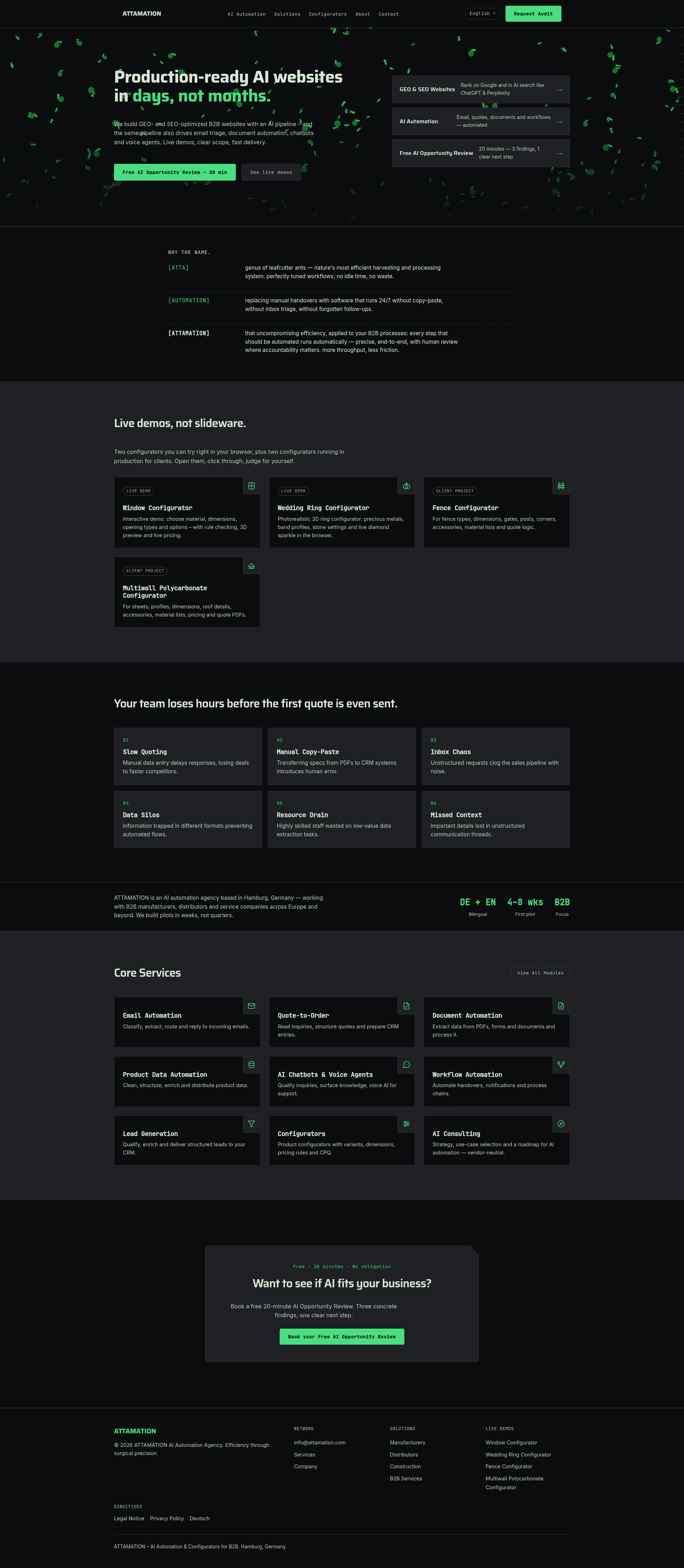 Attamation website screenshot