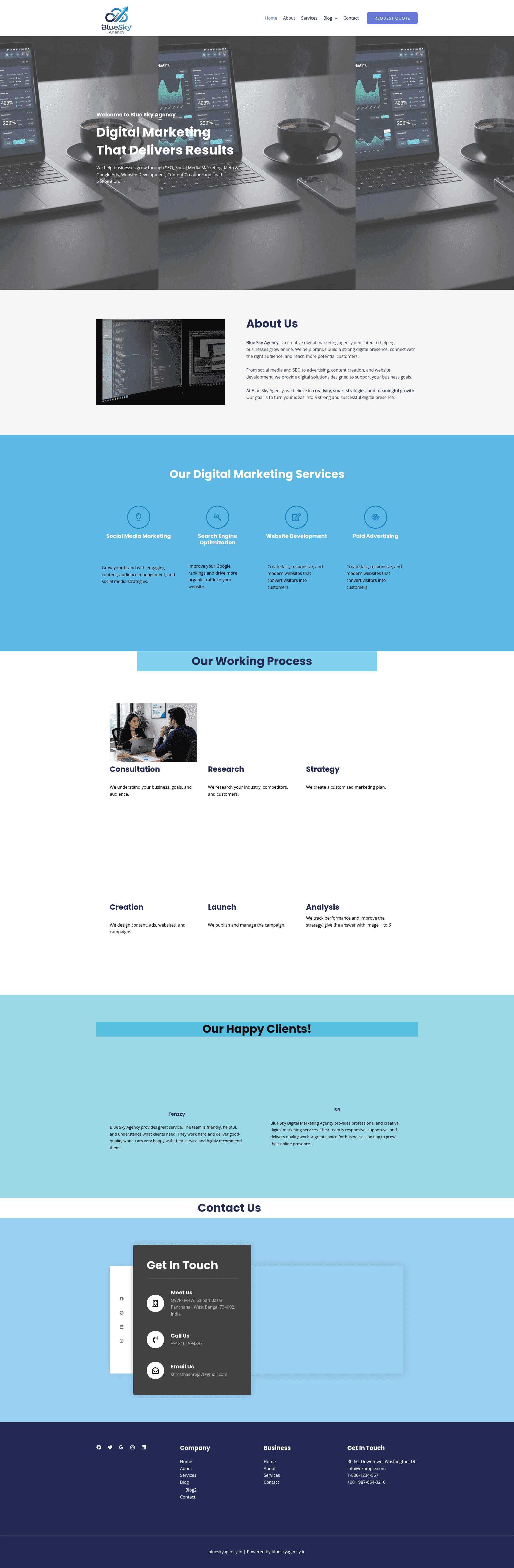 Blue Sky Agency website screenshot