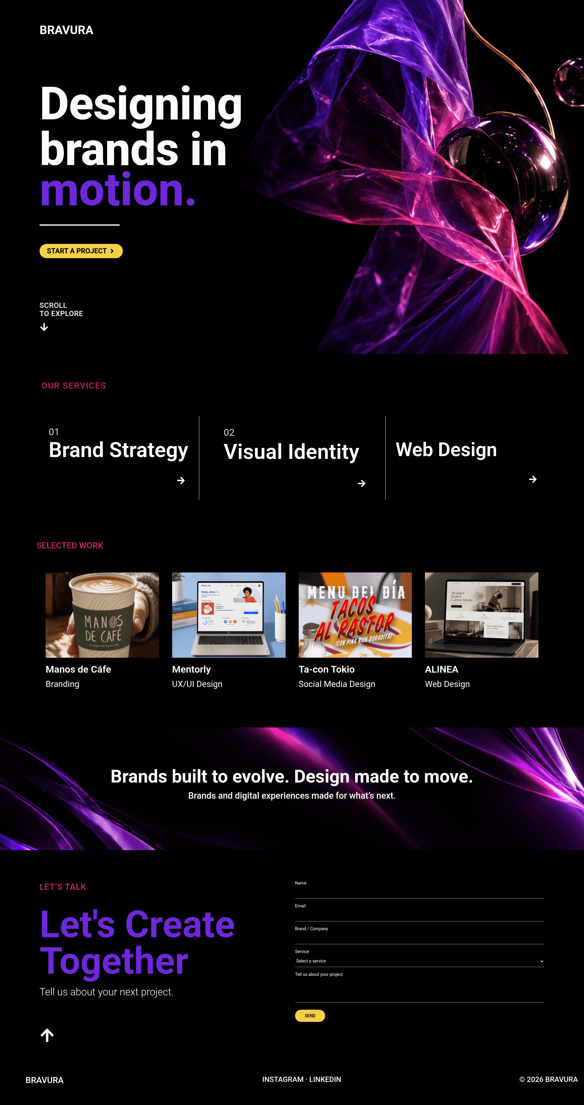 Bravura website screenshot