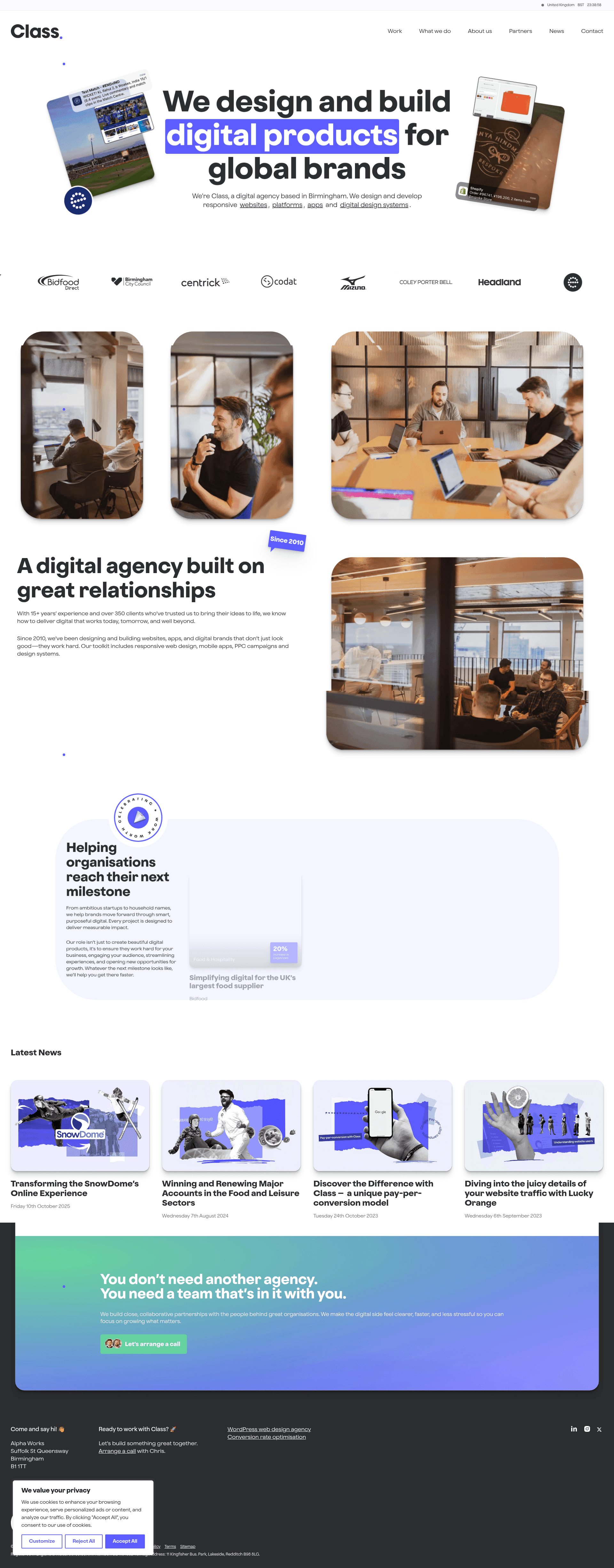 Class website screenshot