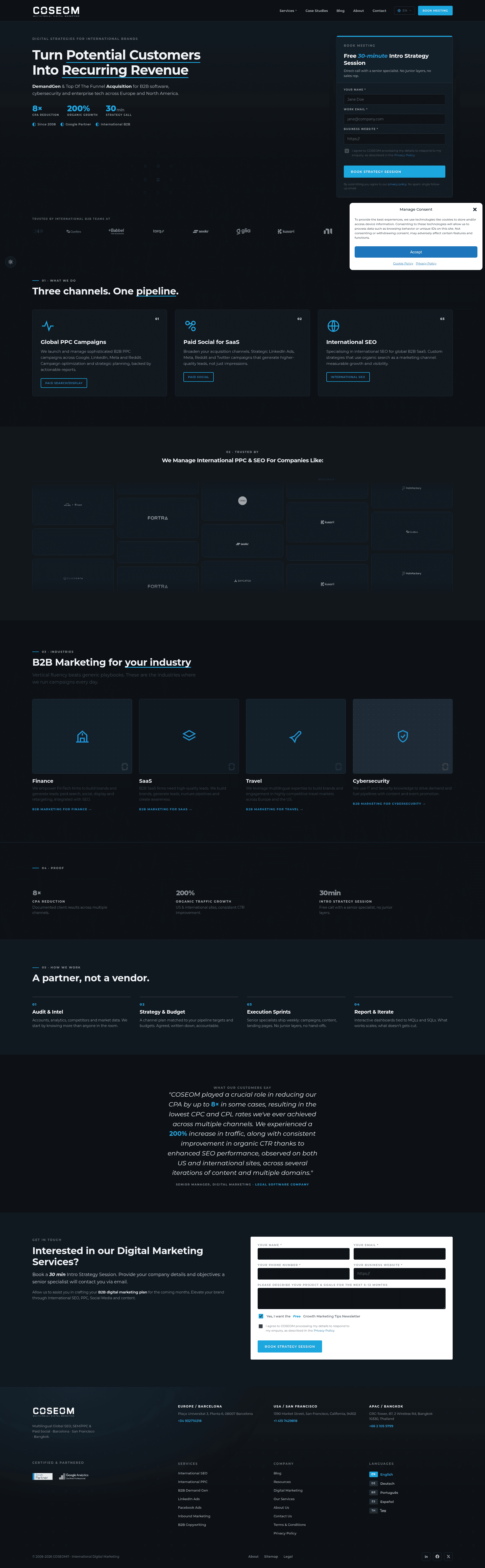 Coseom website screenshot