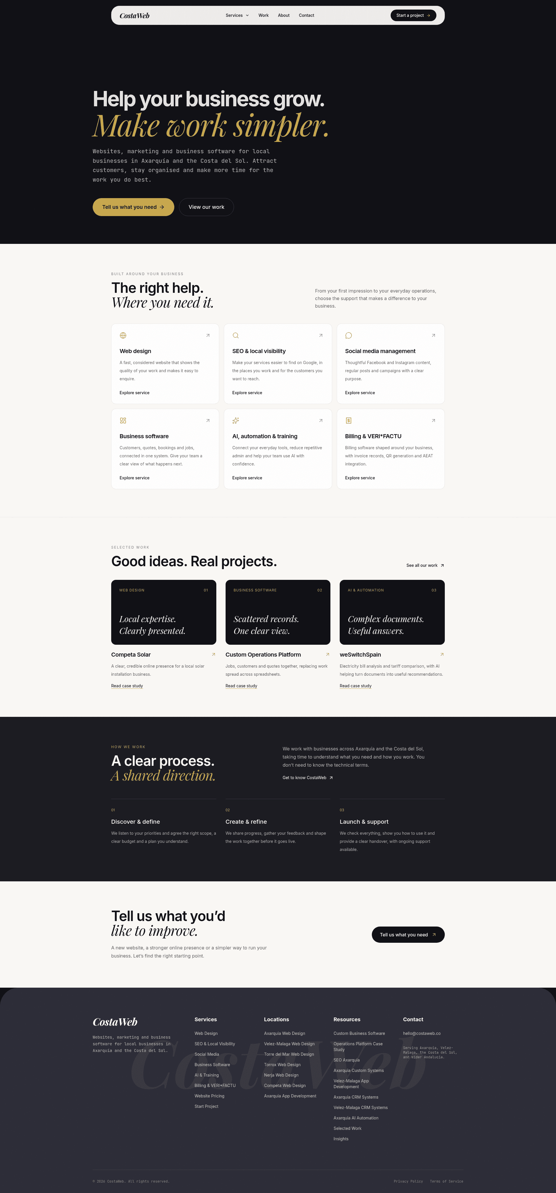 CostaWeb website screenshot