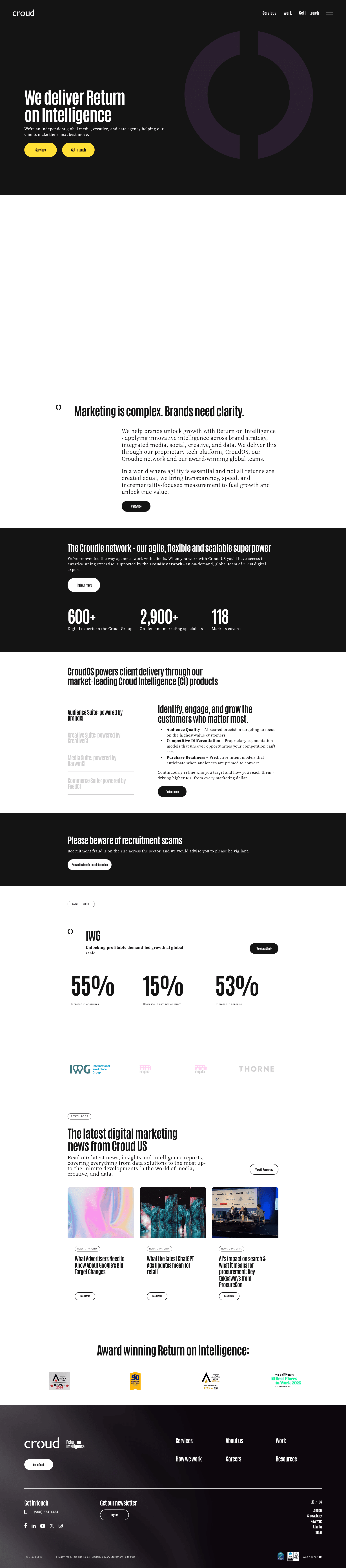 Croud website screenshot