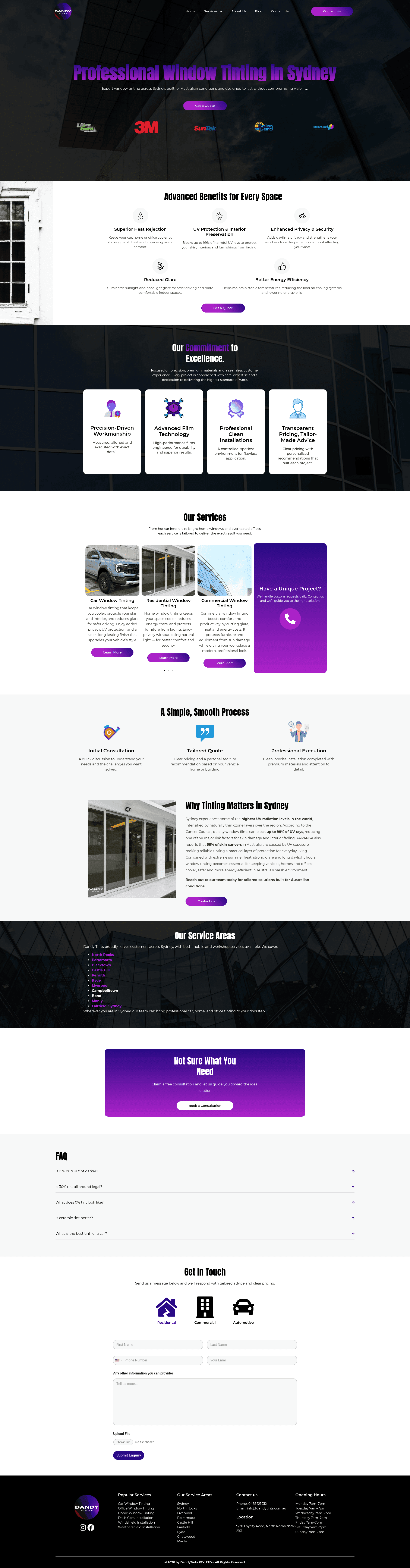 Dandy Tints website screenshot