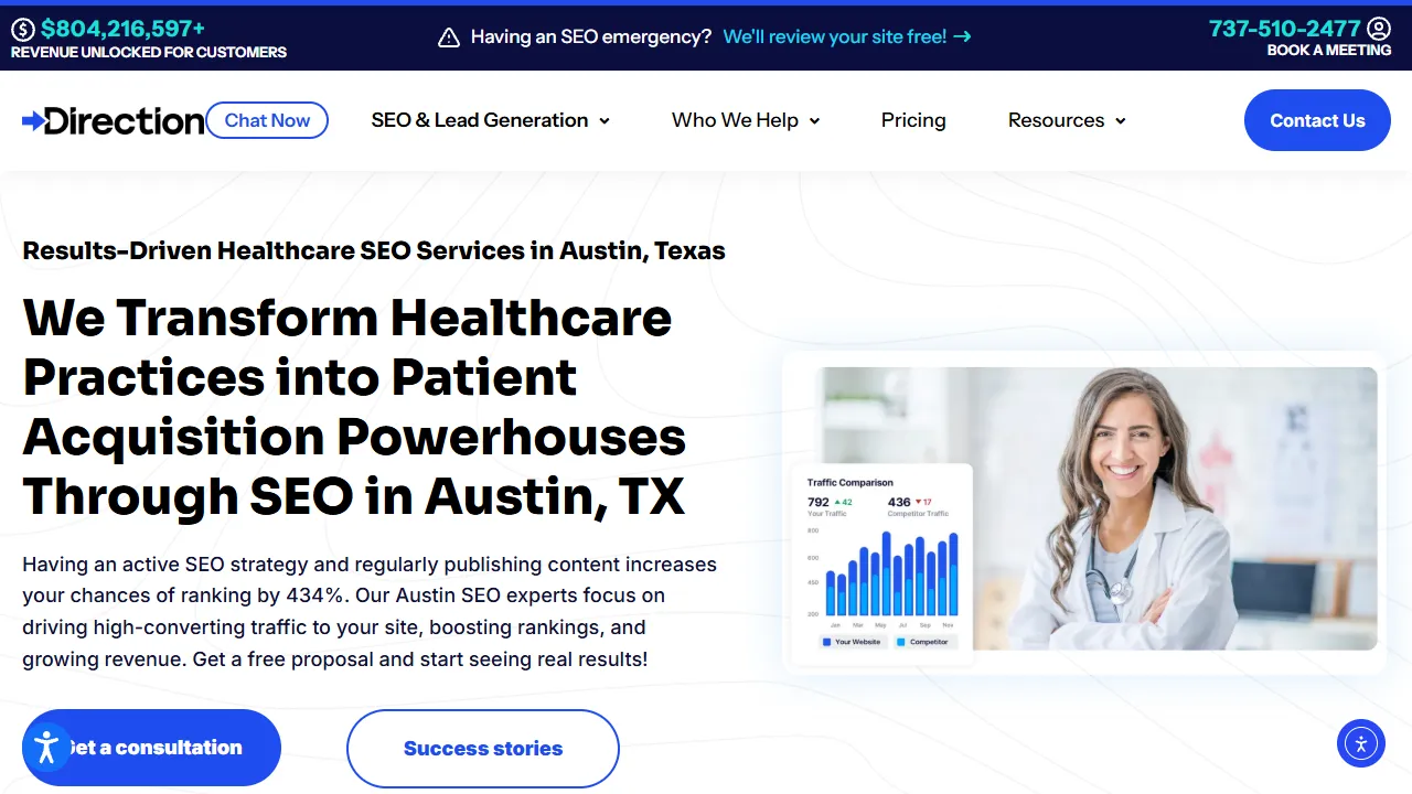 Direction website screenshot