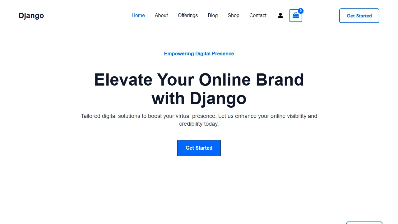 Django vzw website screenshot