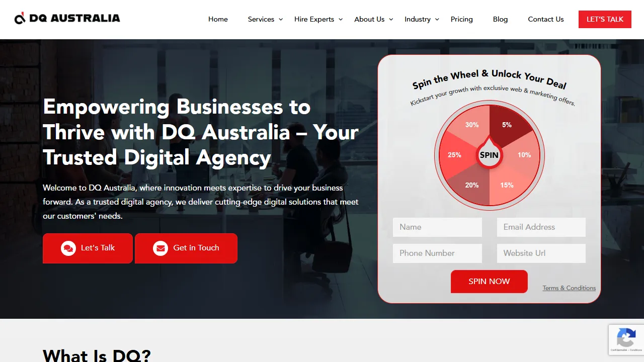 DQ Australia website screenshot