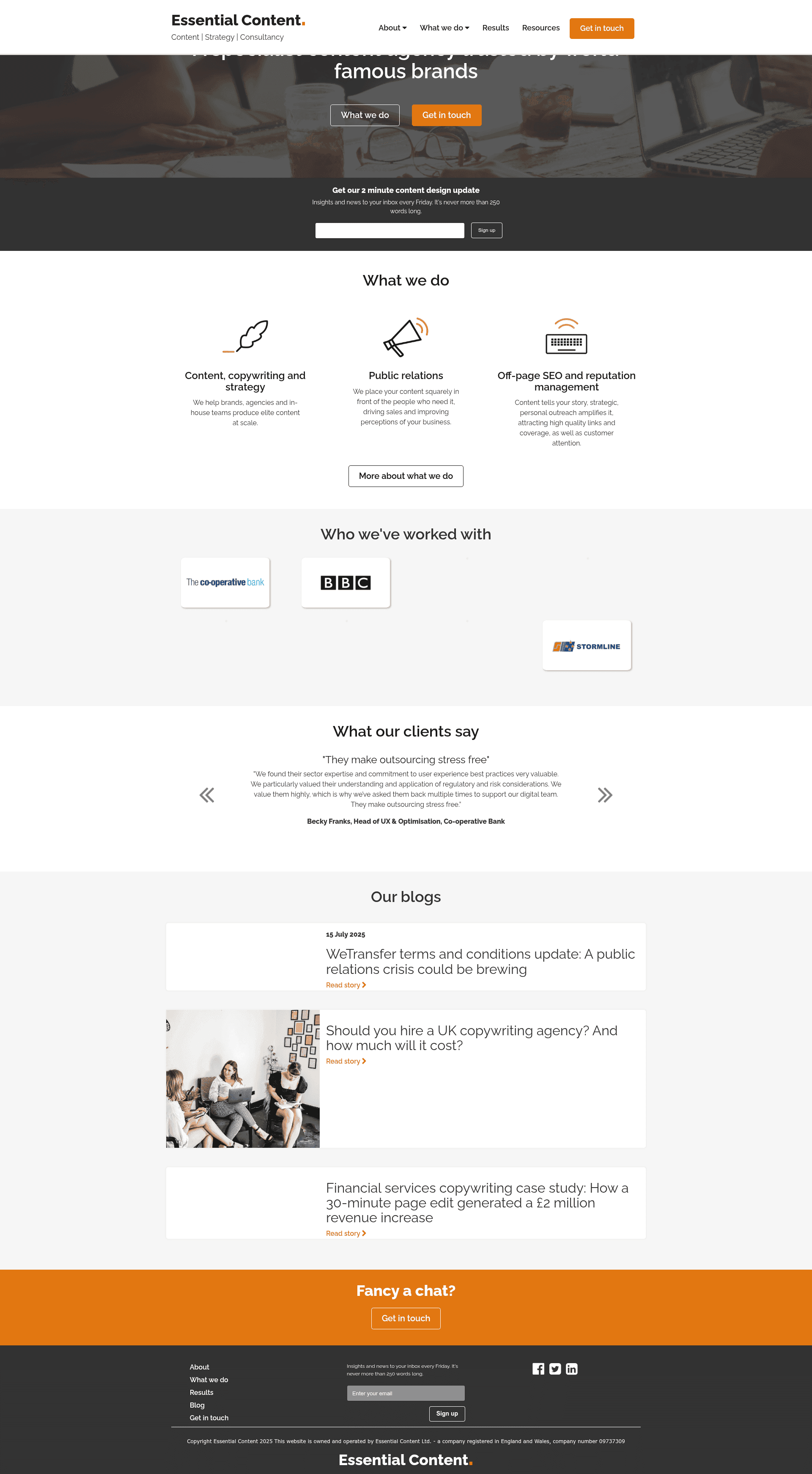 Essential Content website screenshot