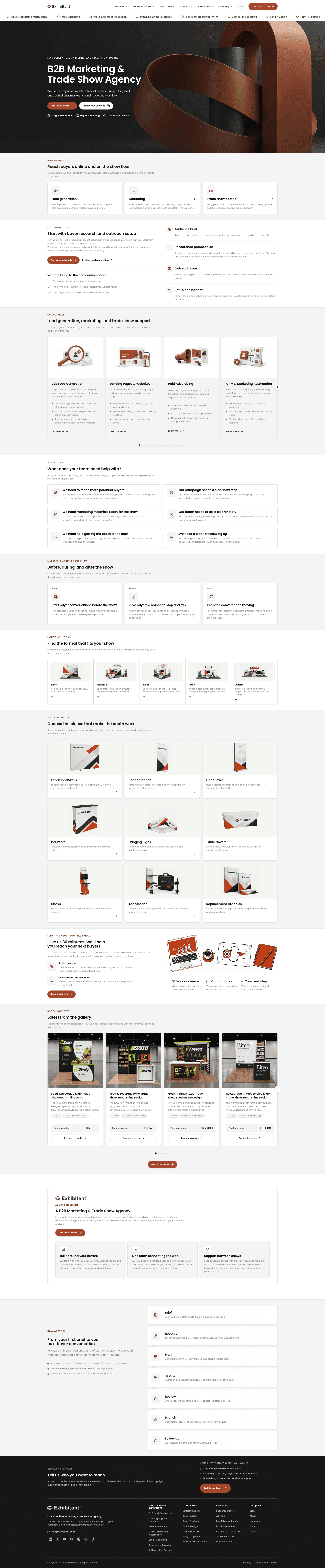 Exhibitant website screenshot