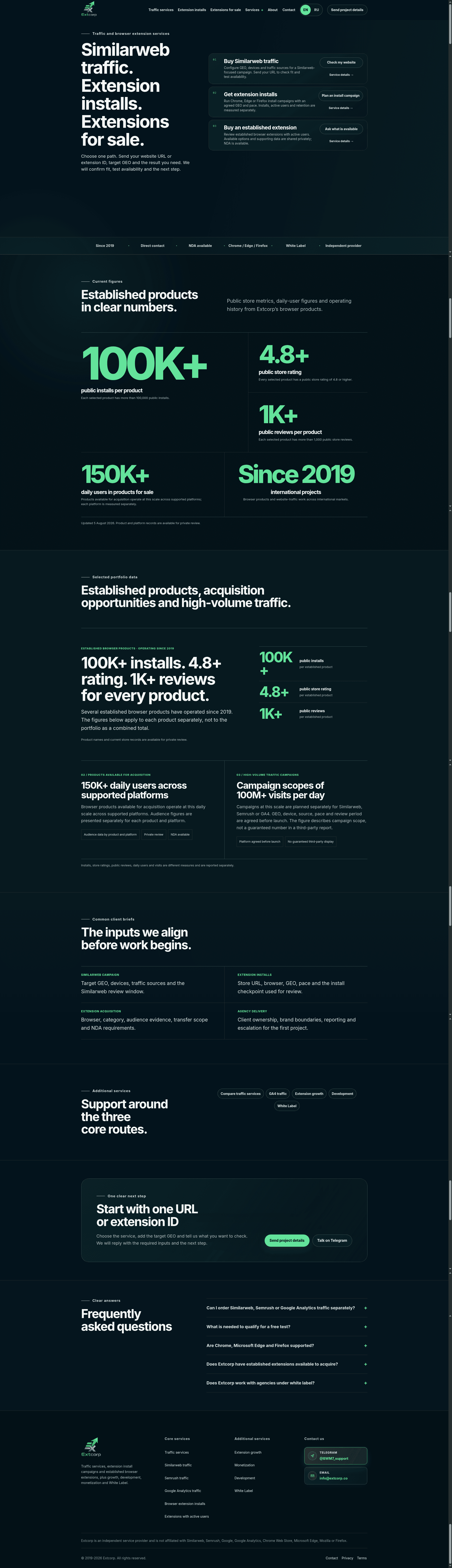 Extcorp website screenshot