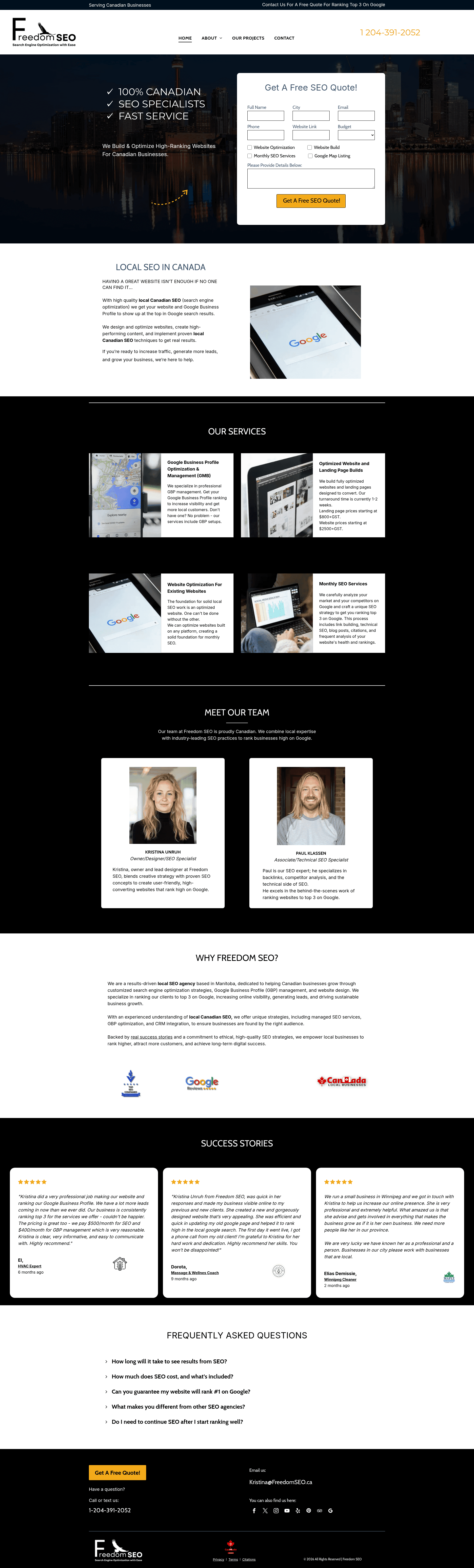 Freedom SEO website screenshot