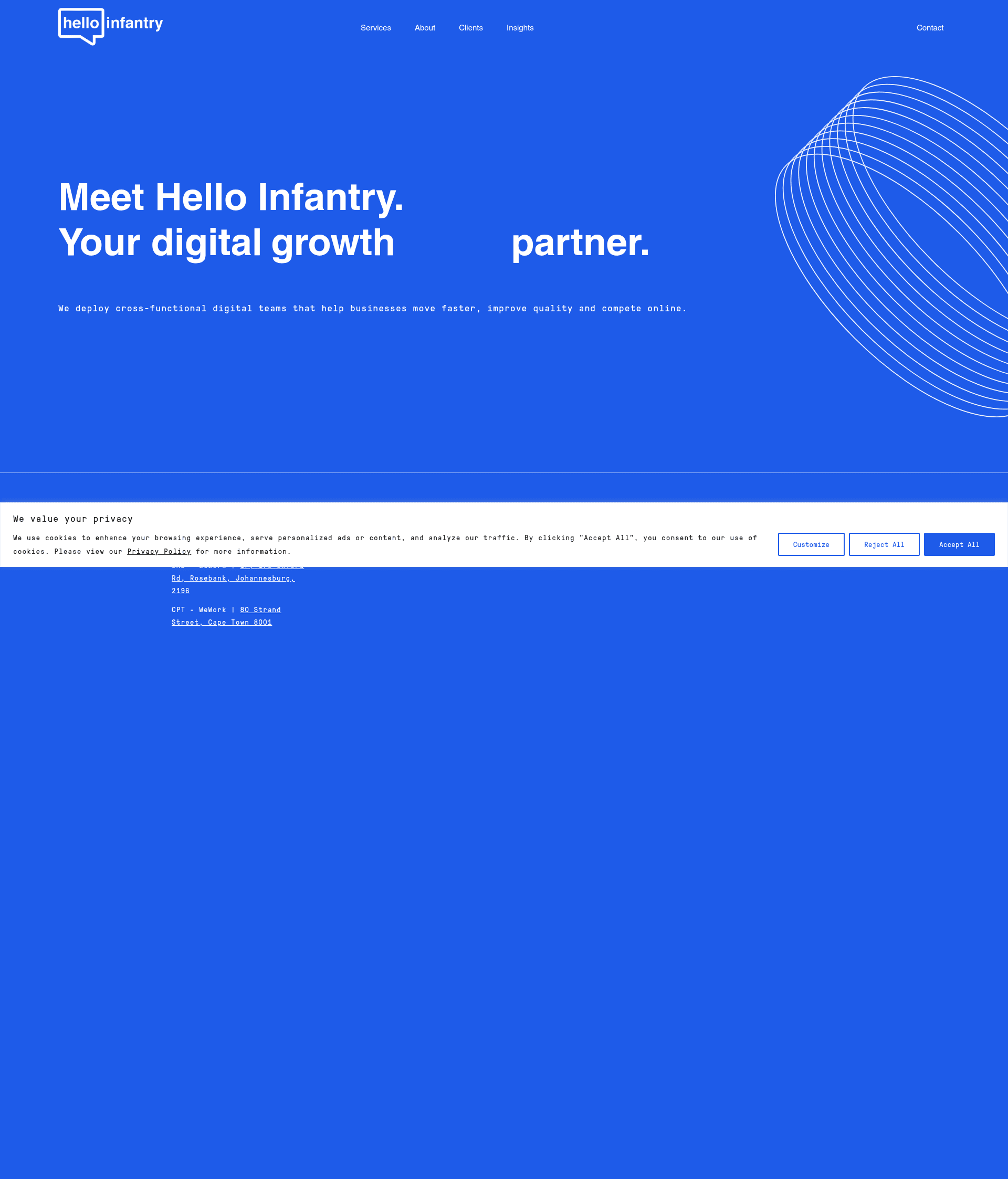 Hello Infantry website screenshot
