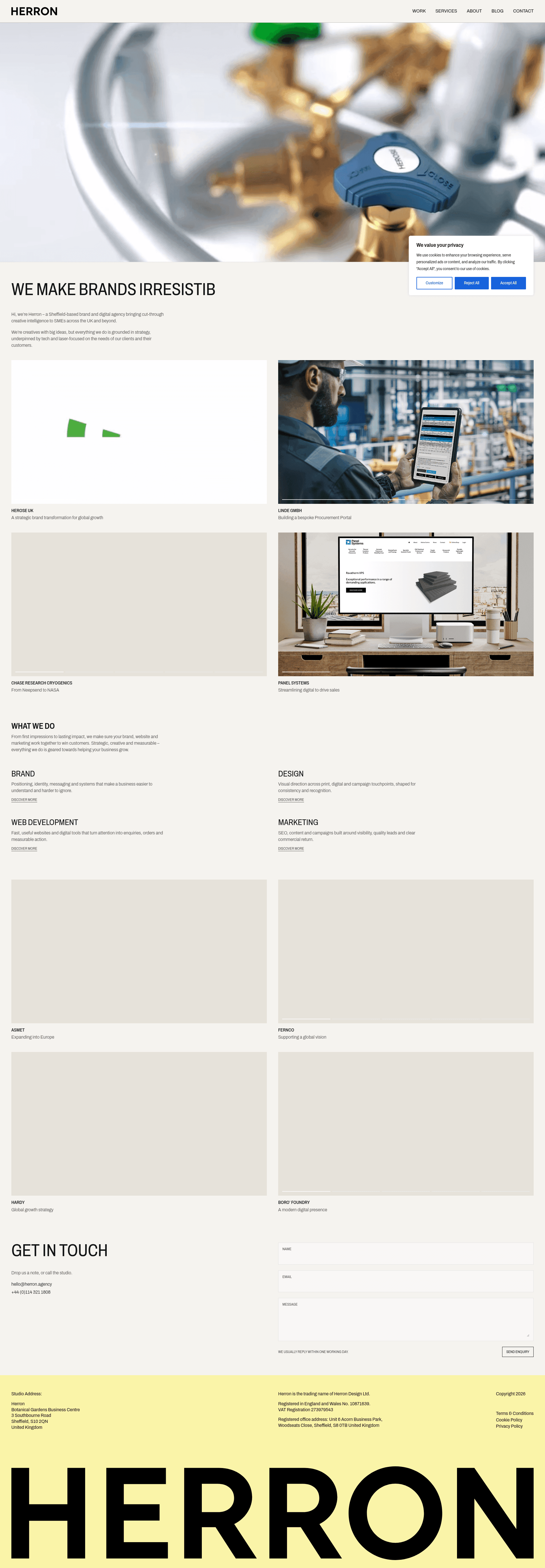 Herron website screenshot
