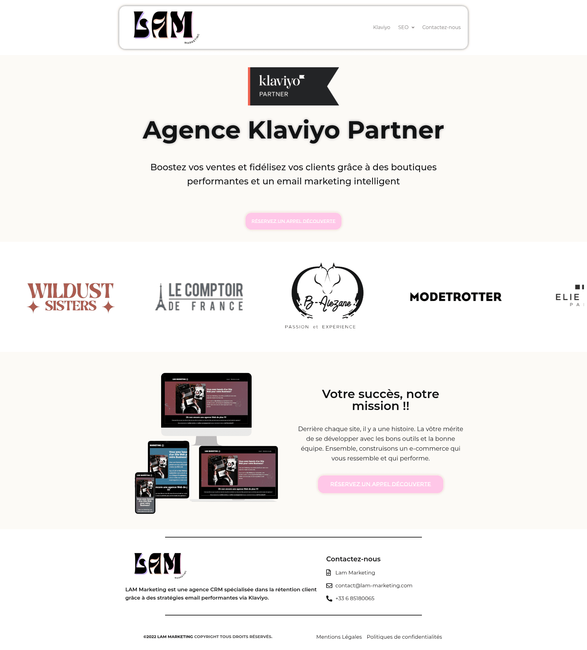 Lam Marketing website screenshot