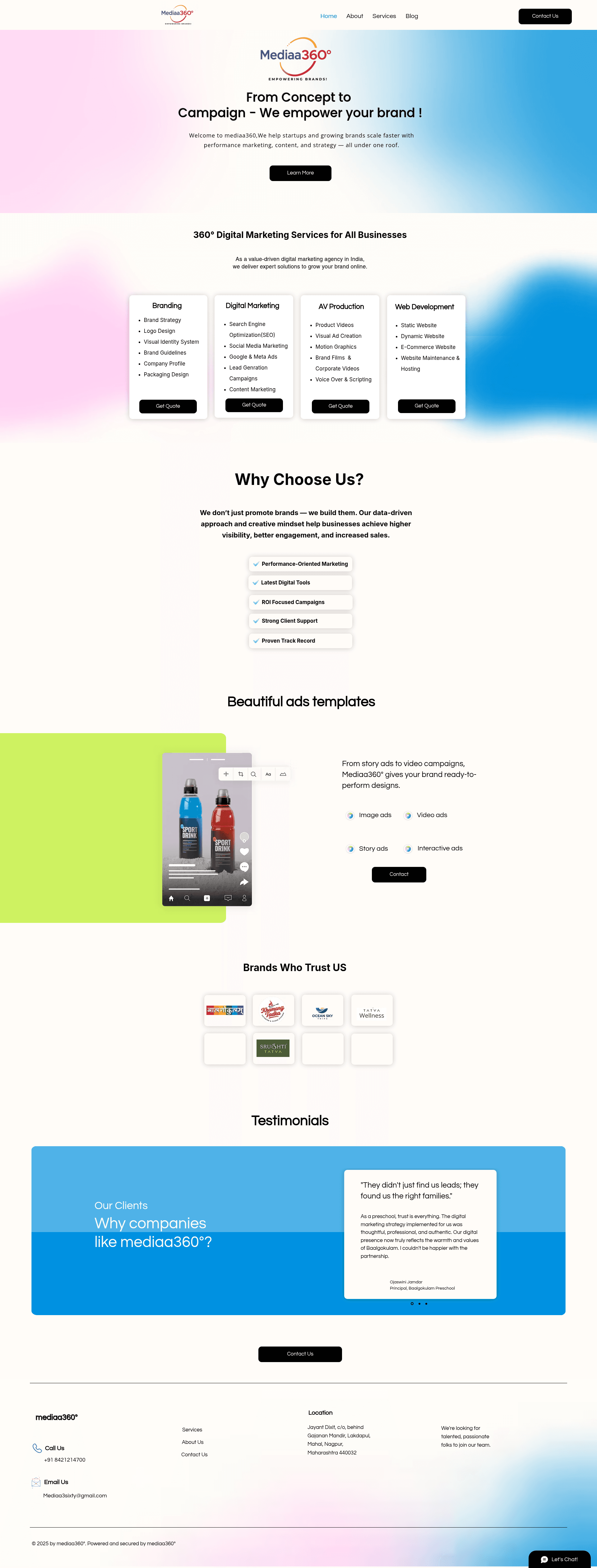 mediaa360° website screenshot