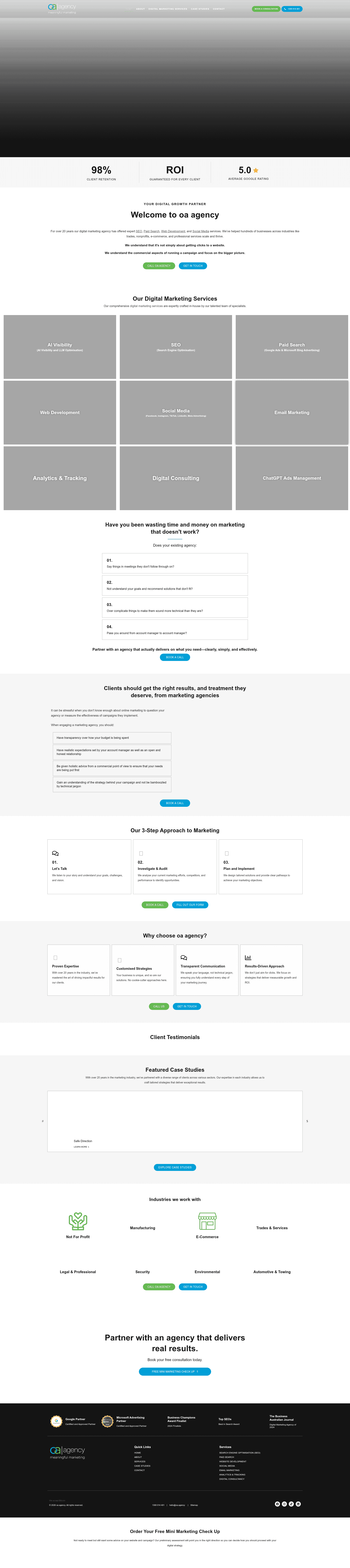 oa agency website screenshot