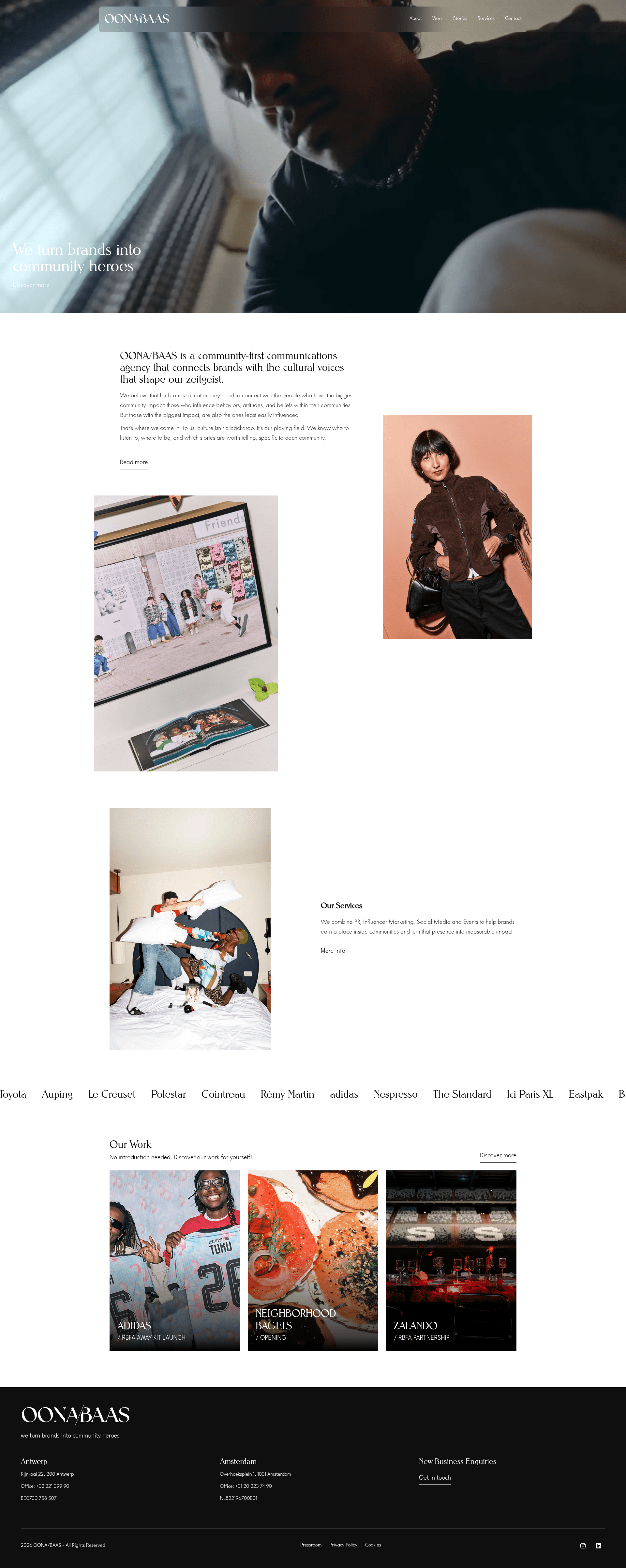 Oona/baas website screenshot