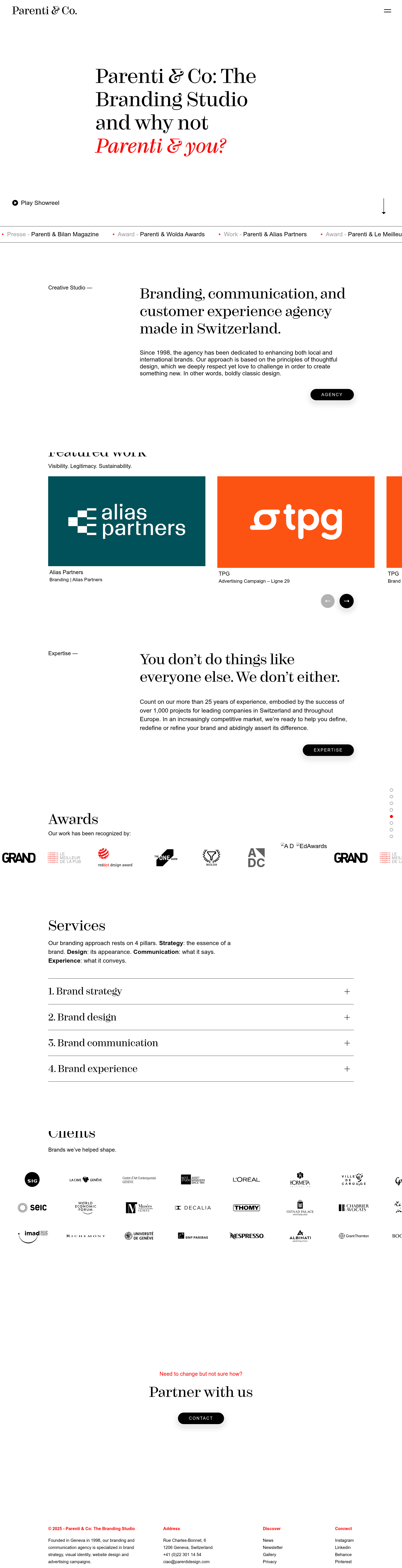 Parenti & website screenshot