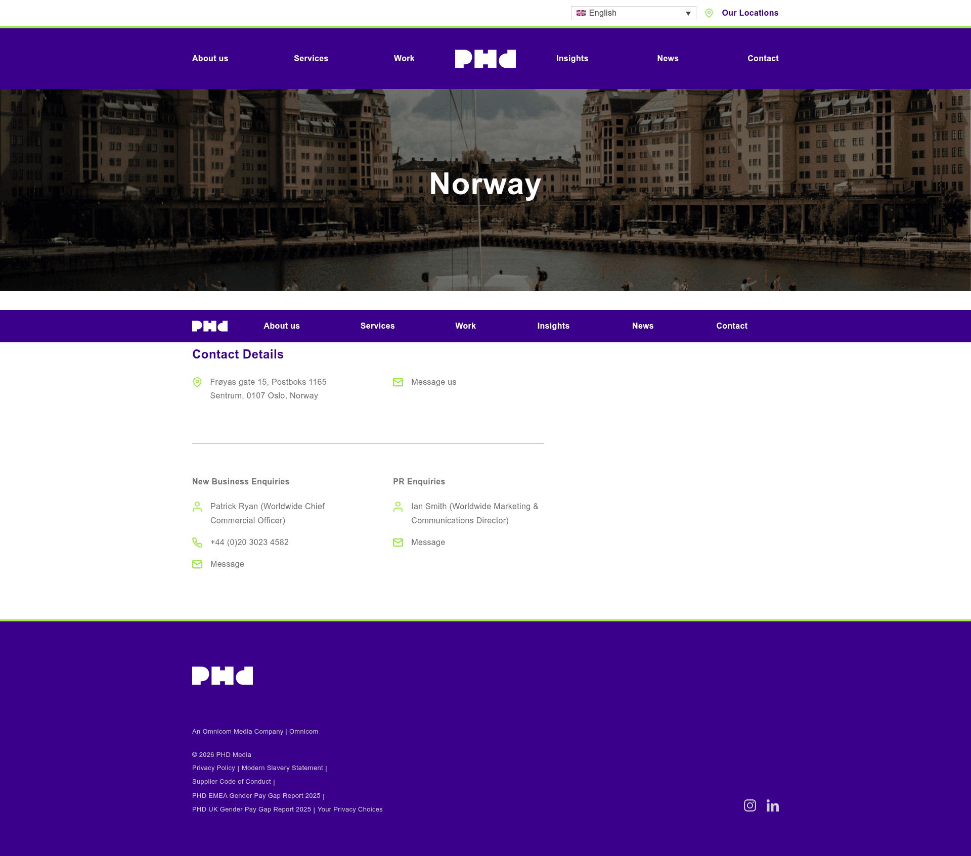 PHD Norway website screenshot