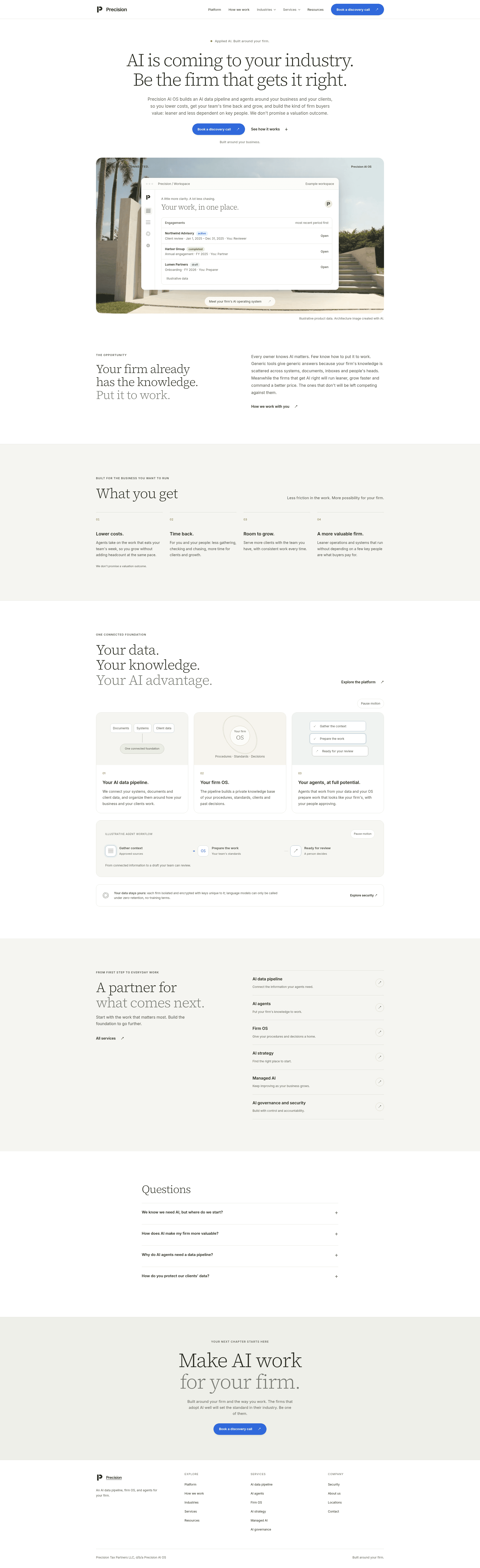Precision AI OS website screenshot