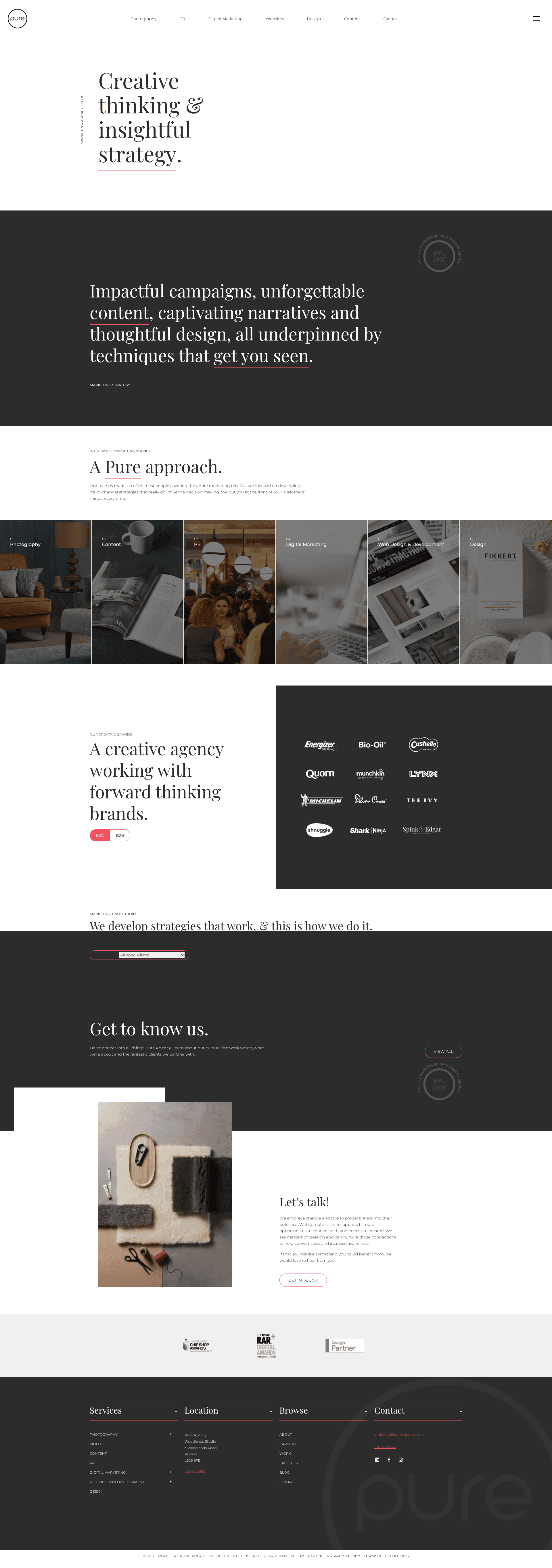 Pure Agency website screenshot