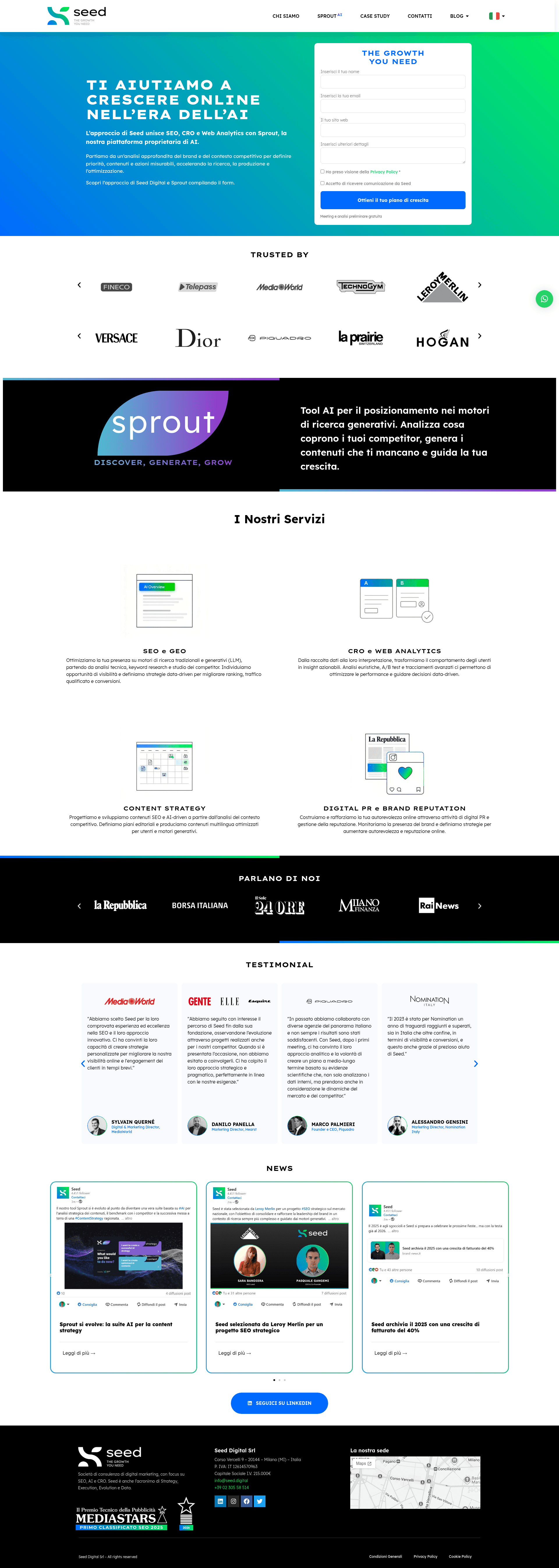 Seed website screenshot