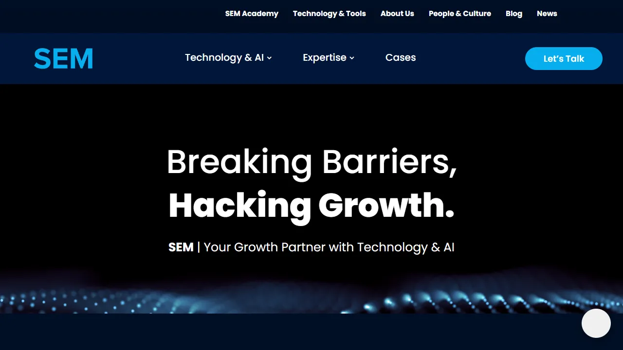 SEM website screenshot