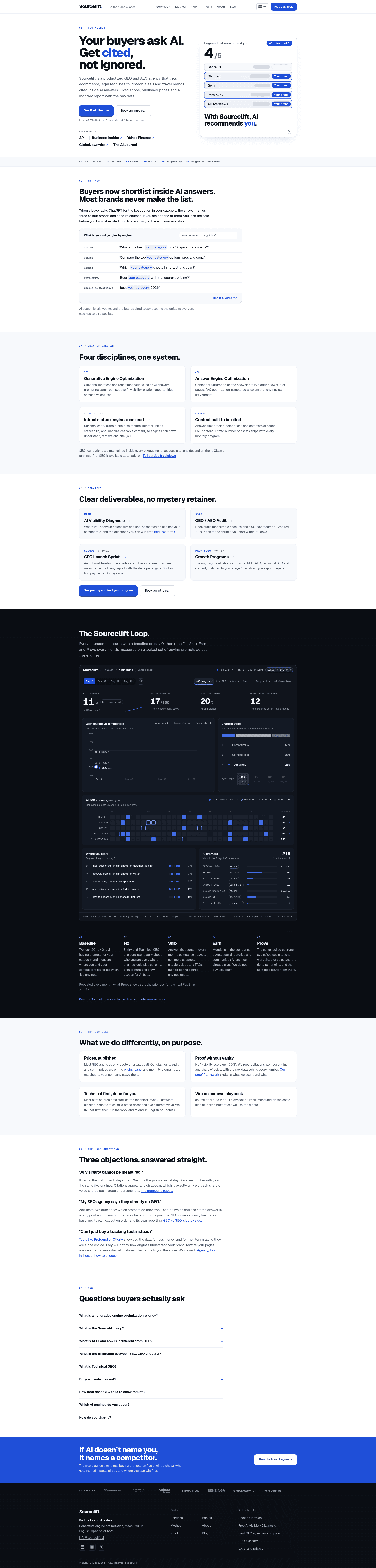 Sourcelift website screenshot