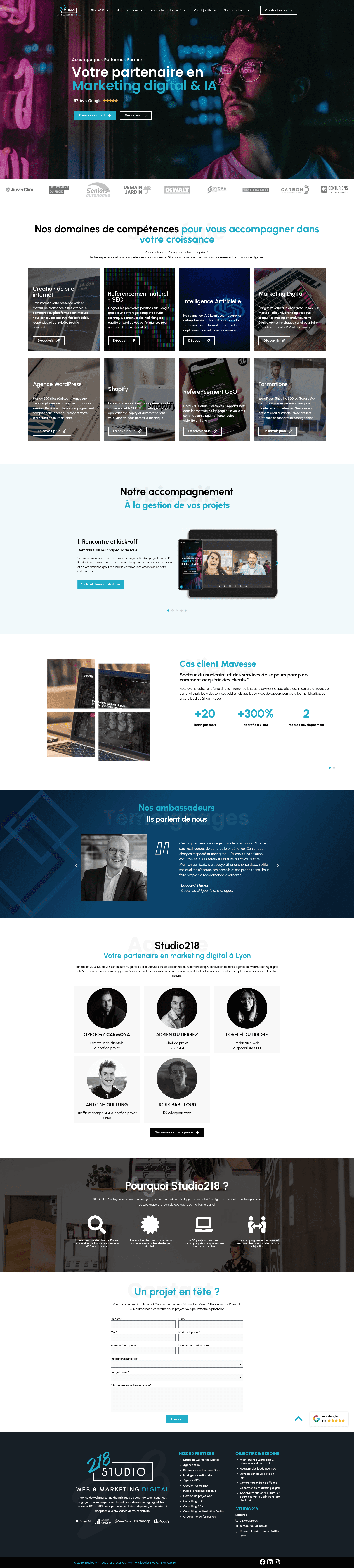 Studio 218 website screenshot