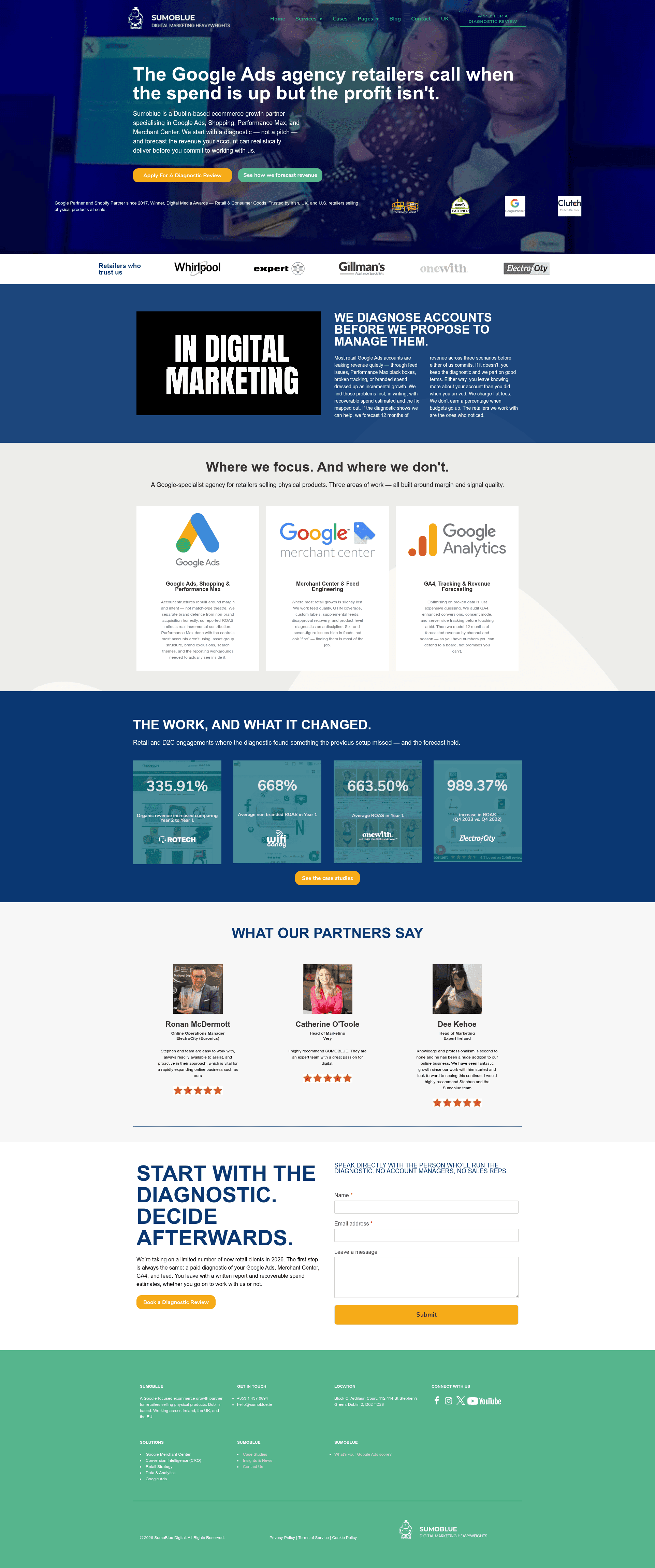 Sumoblue website screenshot