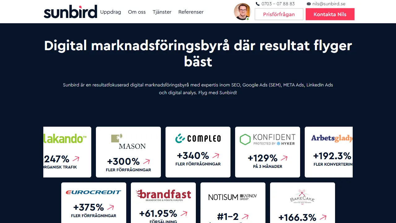 Sunbird website screenshot
