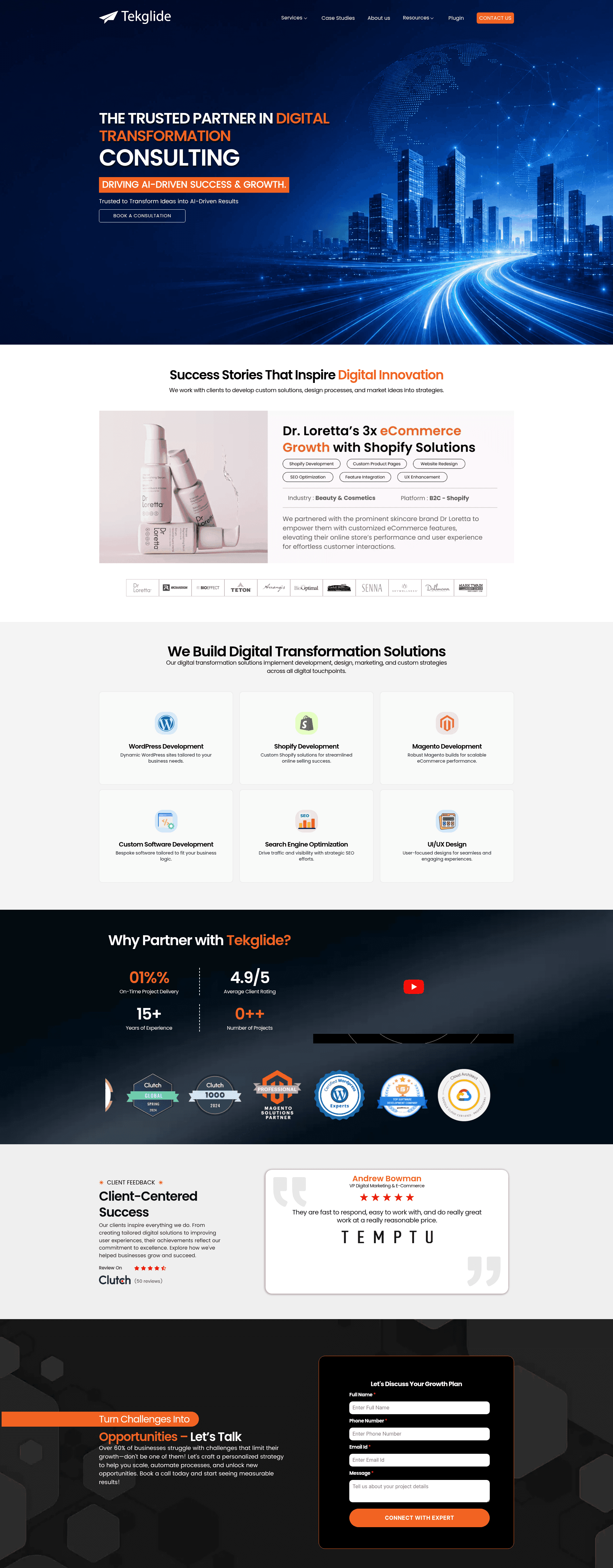 Tekglide website screenshot