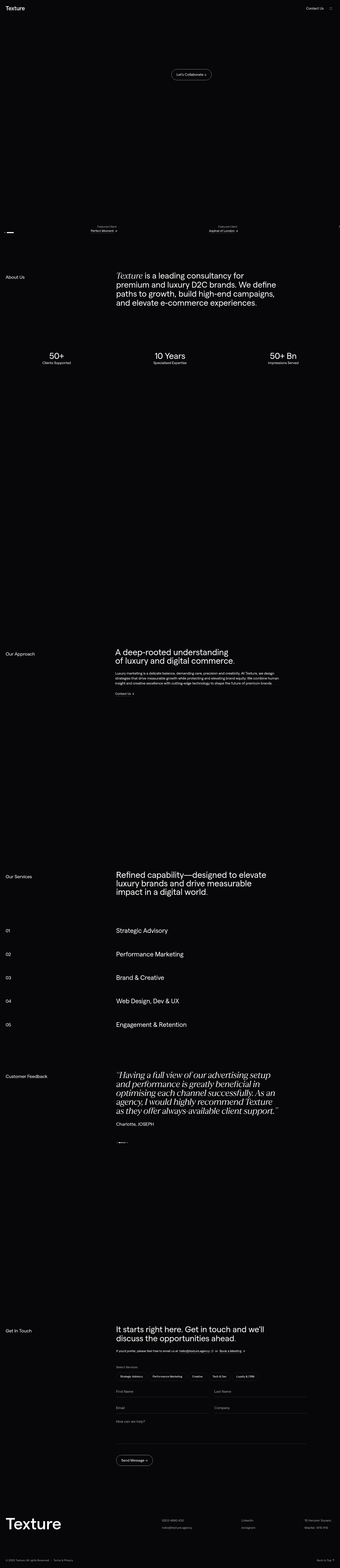 Texture website screenshot