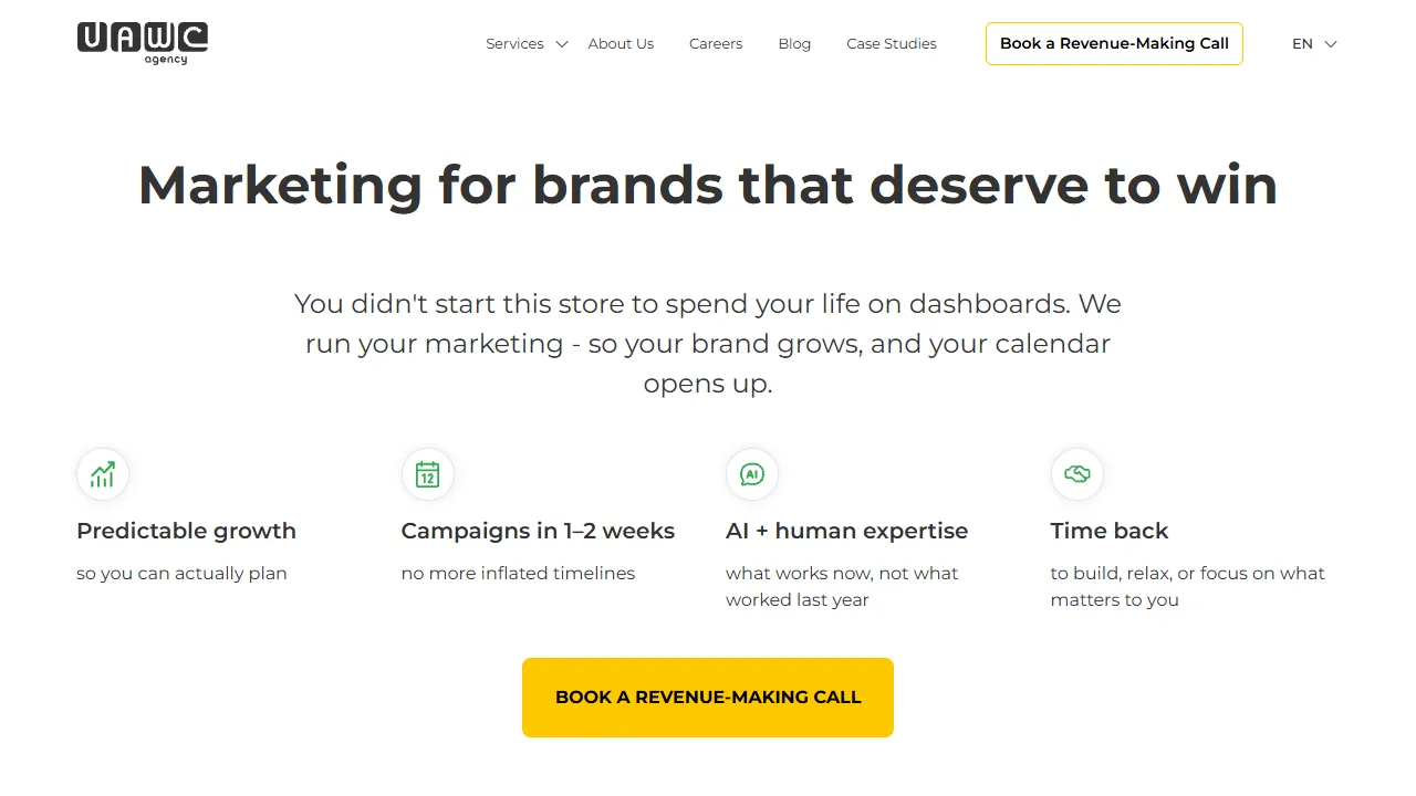 Screenshot of UAWC Agency