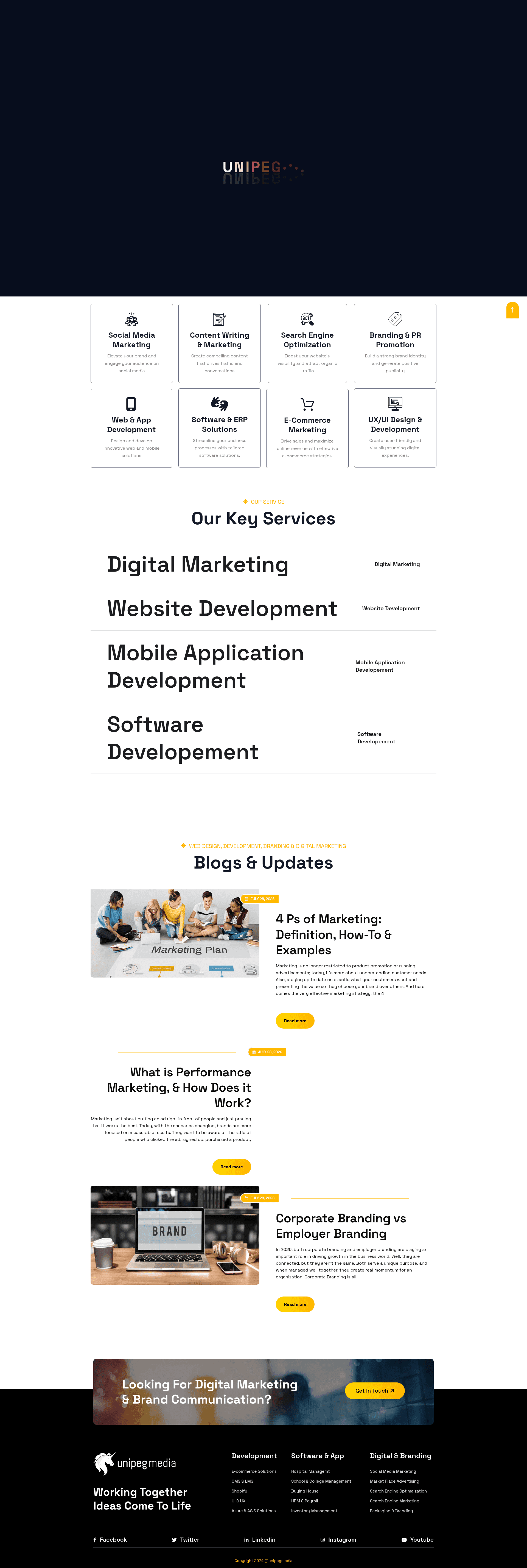 Unipeg Media website screenshot