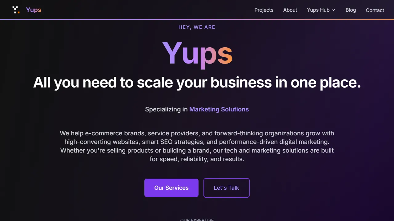 Yups website screenshot
