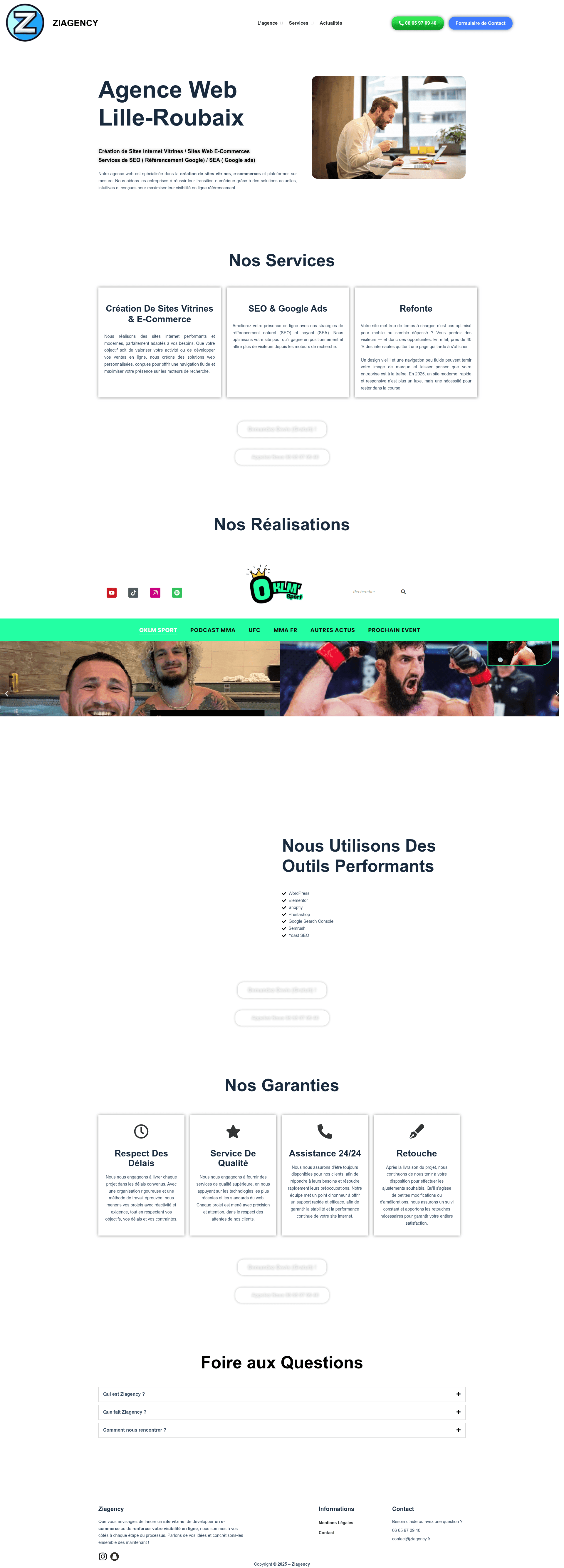 Ziagency website screenshot