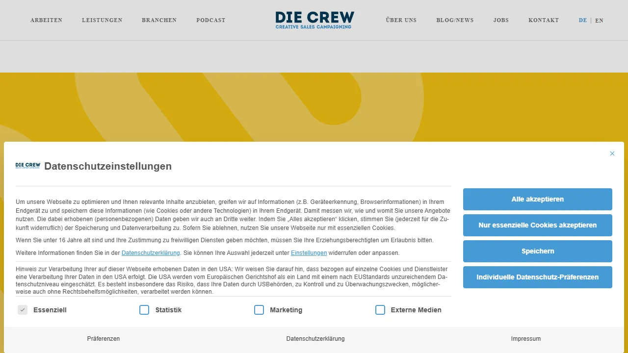Screenshot of Die Crew AG | Kommunikations- & Werbeagentur Stuttgart